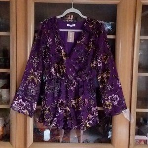 NWT HONEY PUNCH PURPLE BLACK VELVET ROMPER MD